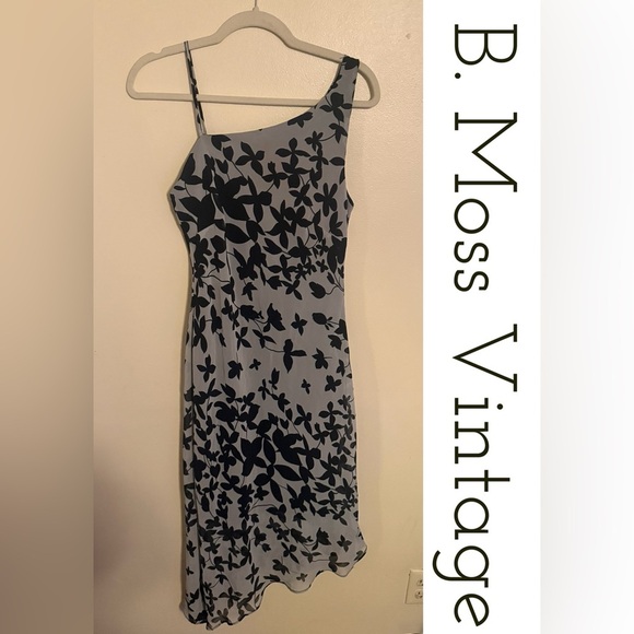 B. Moss Vintage 90s Feminine Spring Unique Neckline Floral Midi Dress NWT Size 8 - Picture 2 of 7